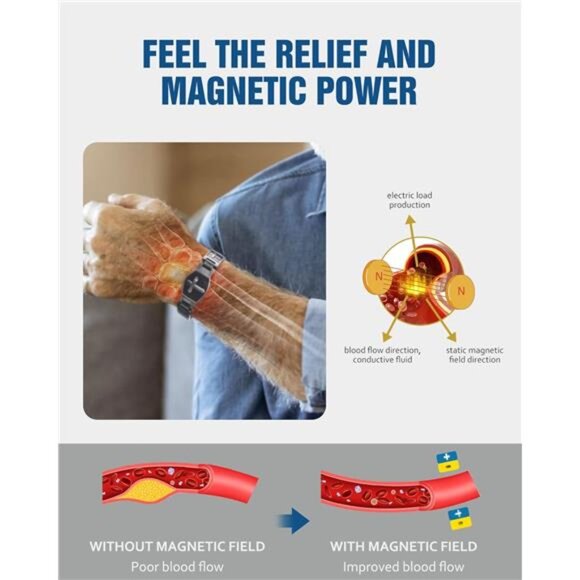 Mens titanium magnetic bracelet cross design adjustable stainless steel jewelry - Picture 4 of 7